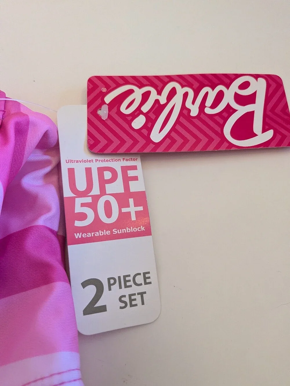 Barbie Pink Striped 2 Piece Swimsuit Or Tankini Size 4